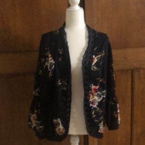 Blue floral large cardigan